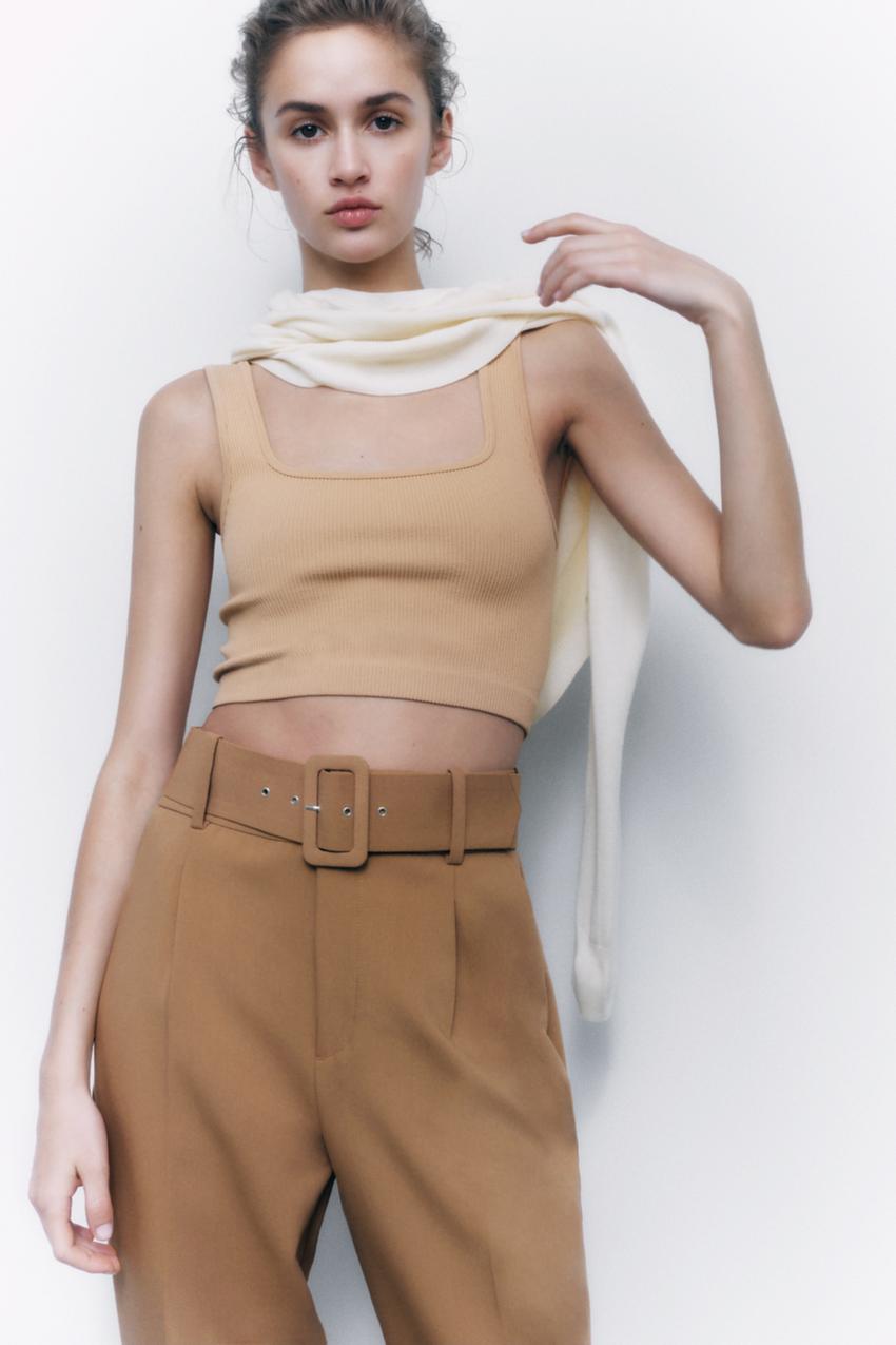 Zara seamless top ecru Clearance