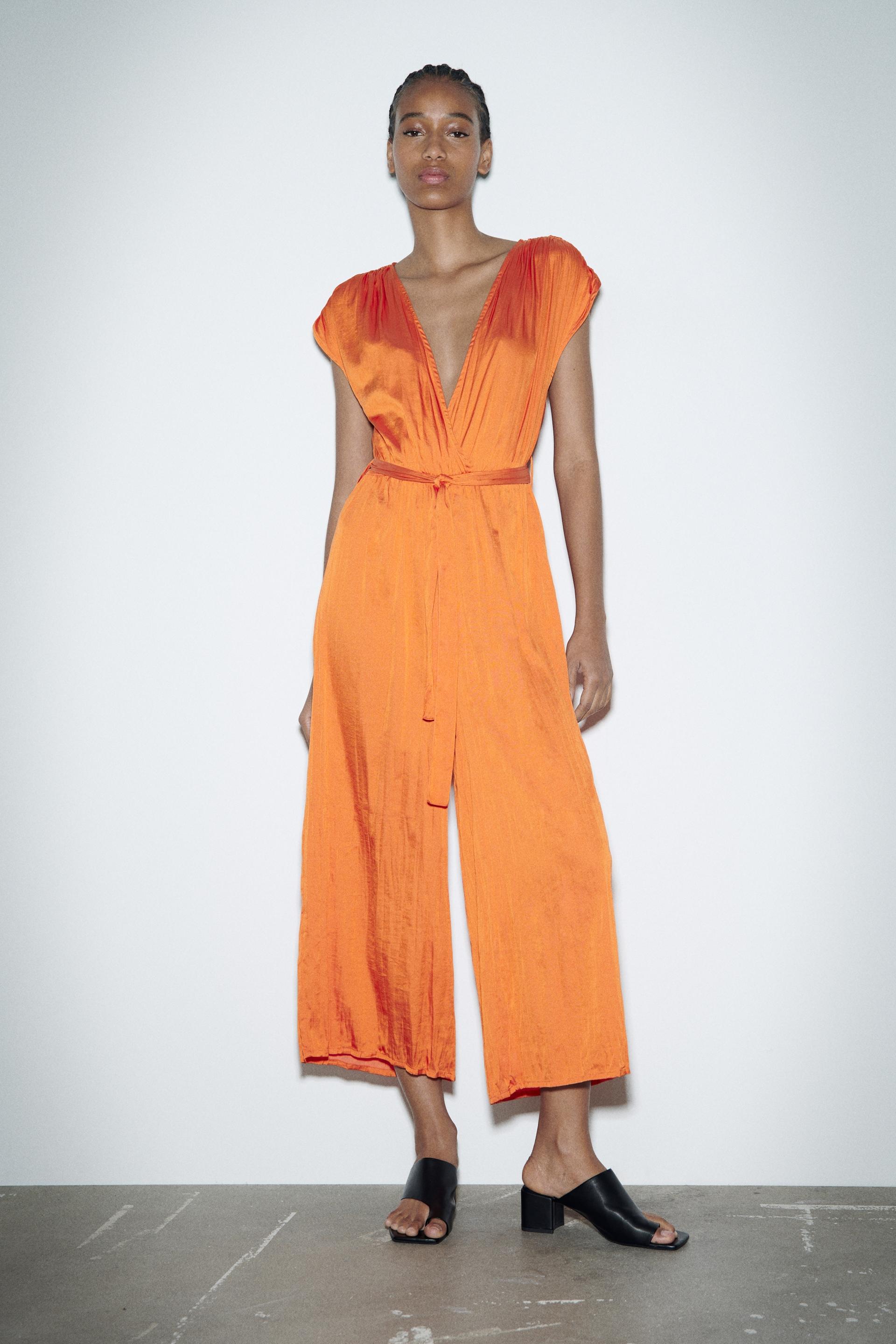CREASED-EFFECT JUMPSUIT - Orange | ZARA Angola