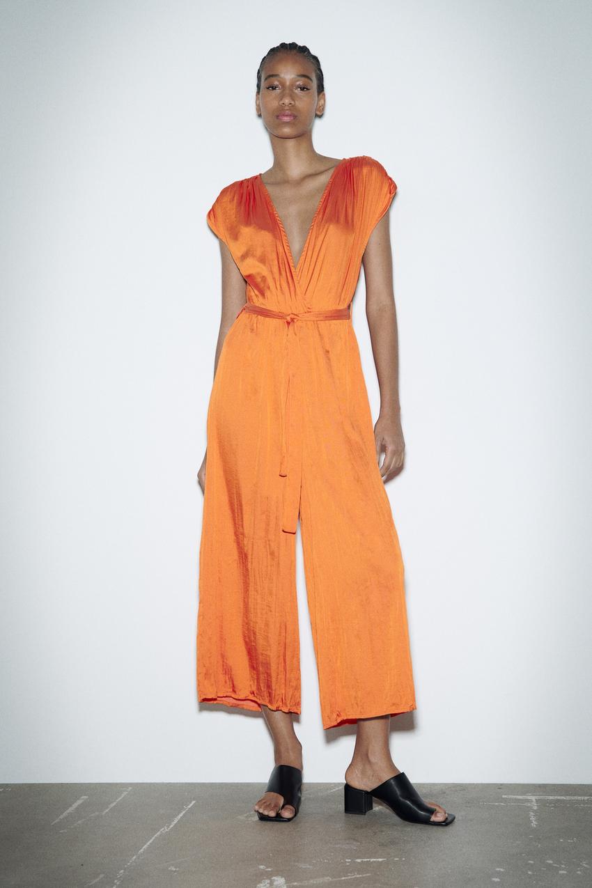 Orange zara jumpsuit Clearance
