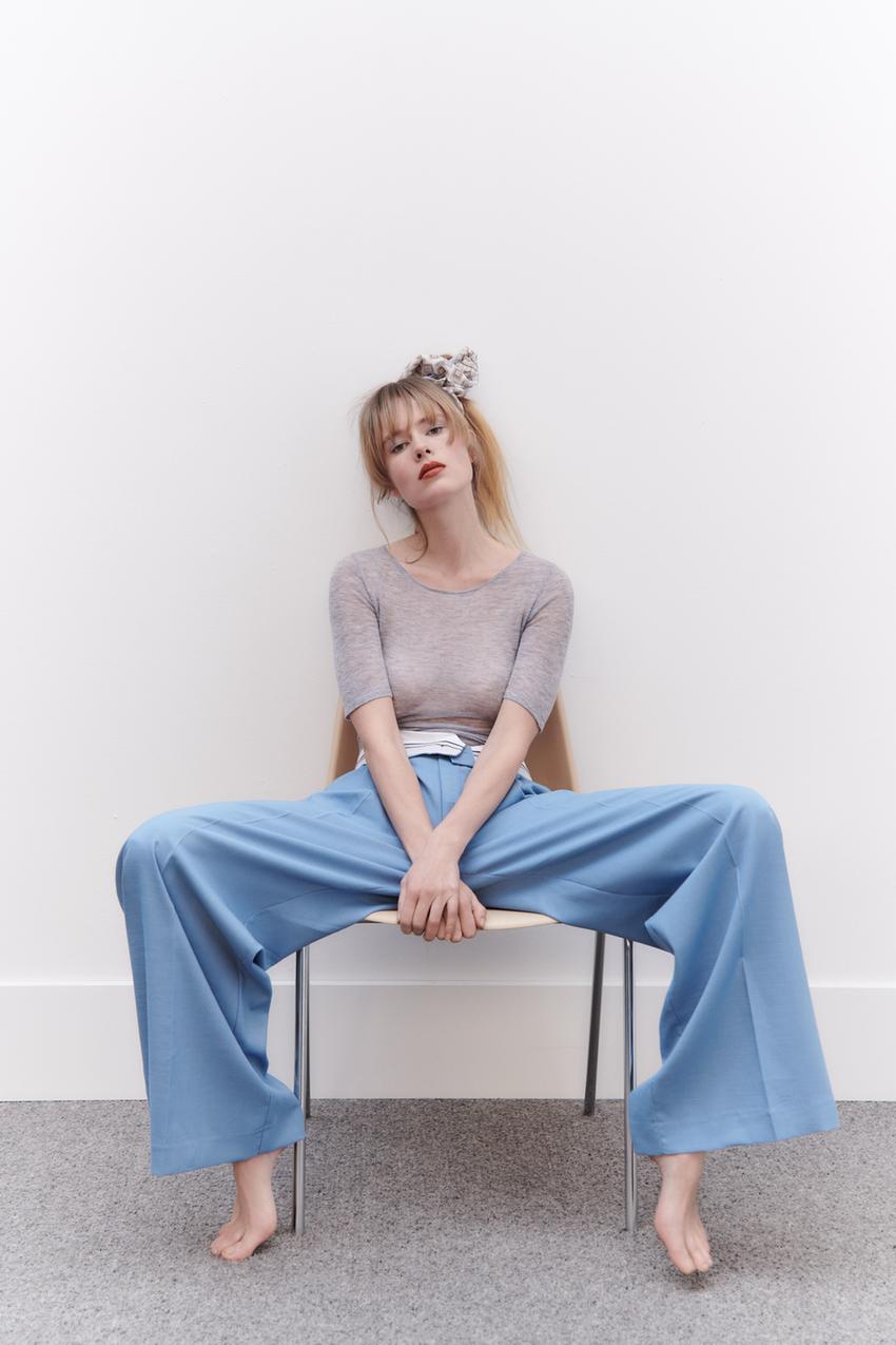 Zara light blue trousers Clearance