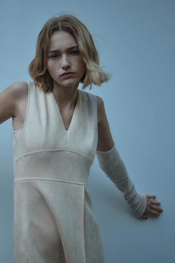 suede pinafore dress