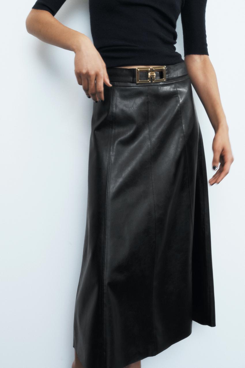 Zara a line faux leather skirt Clearance