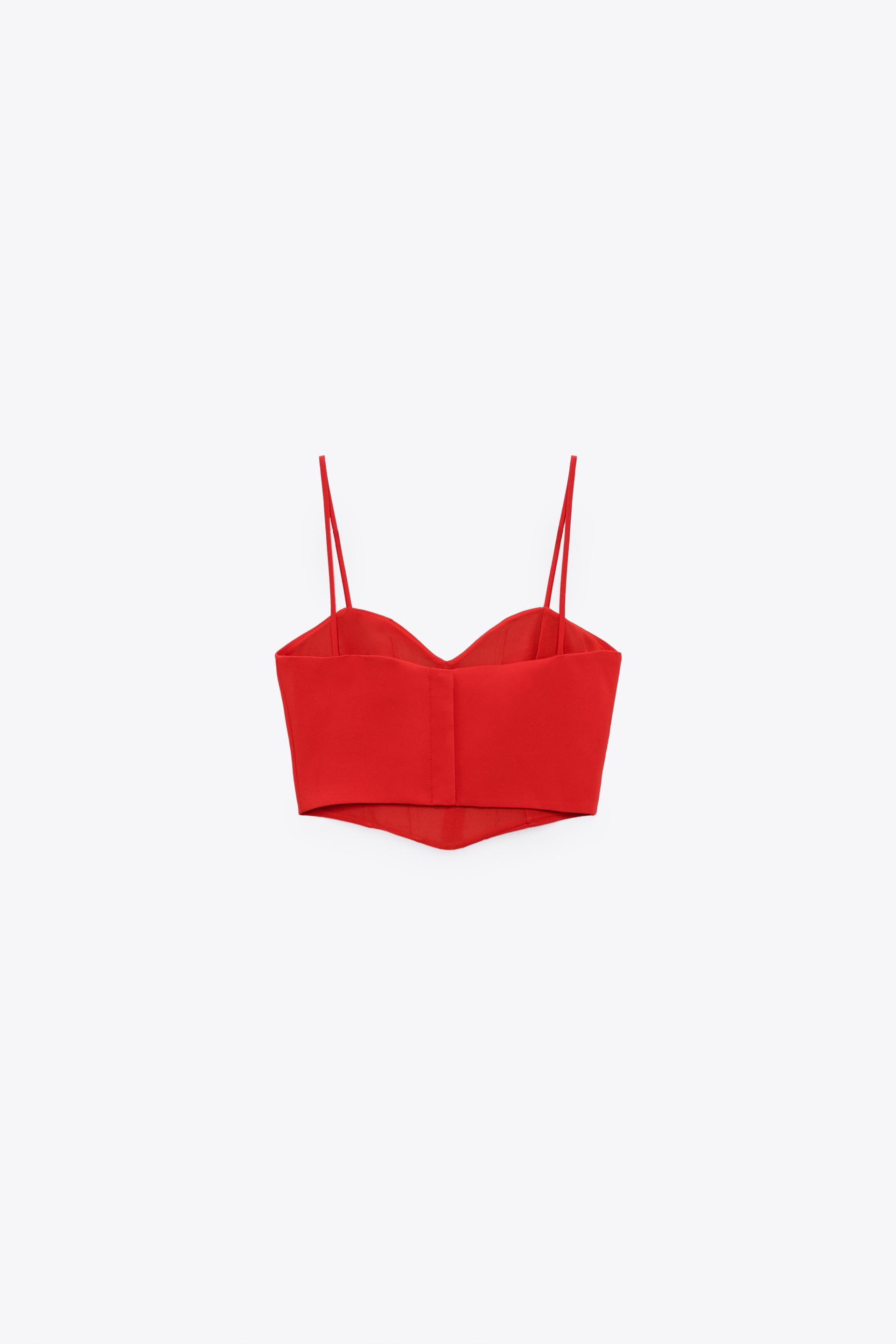 Red zara crop top clearance