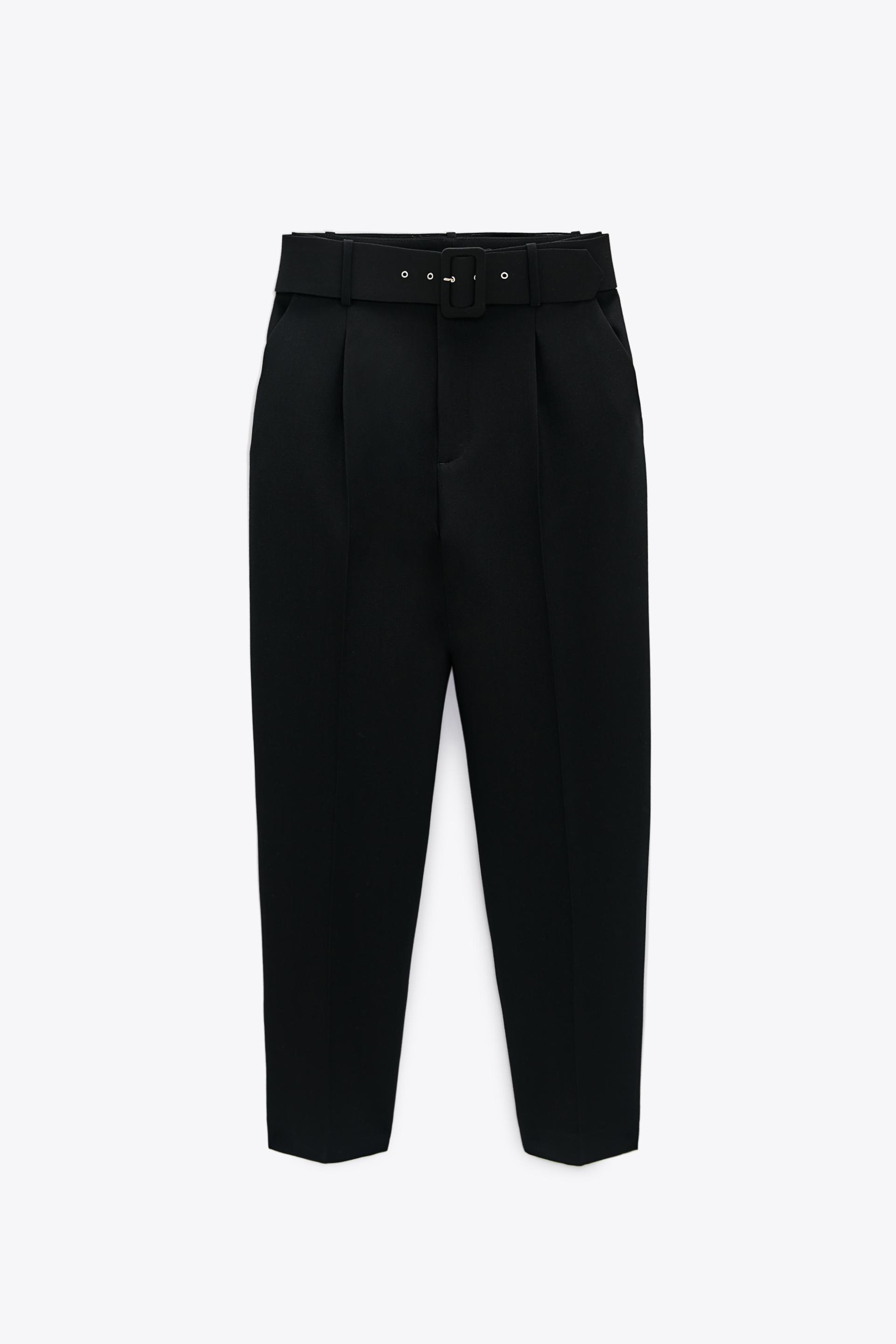Black belted trousers zara Clearance