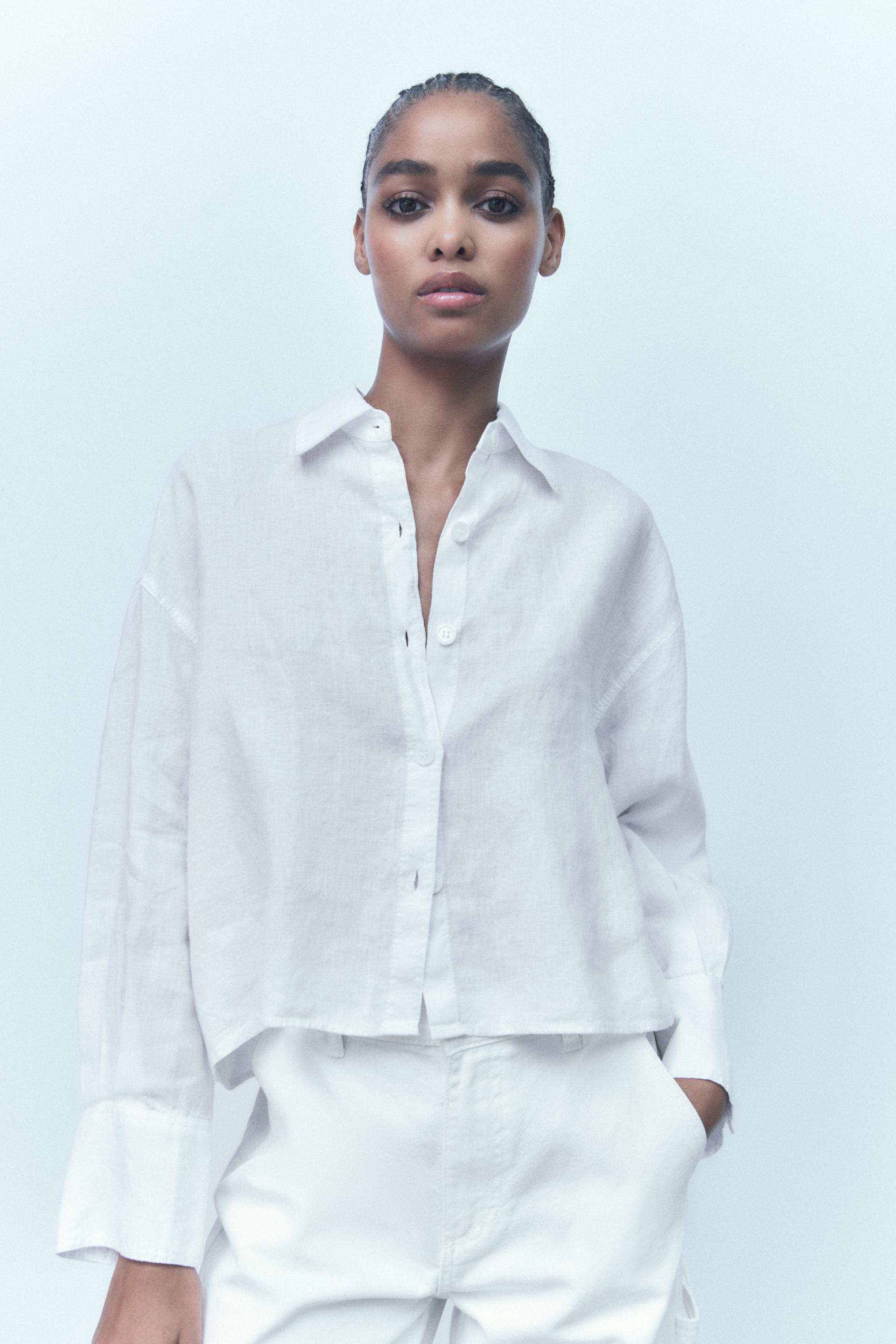 Zara linen shirt women Clearance