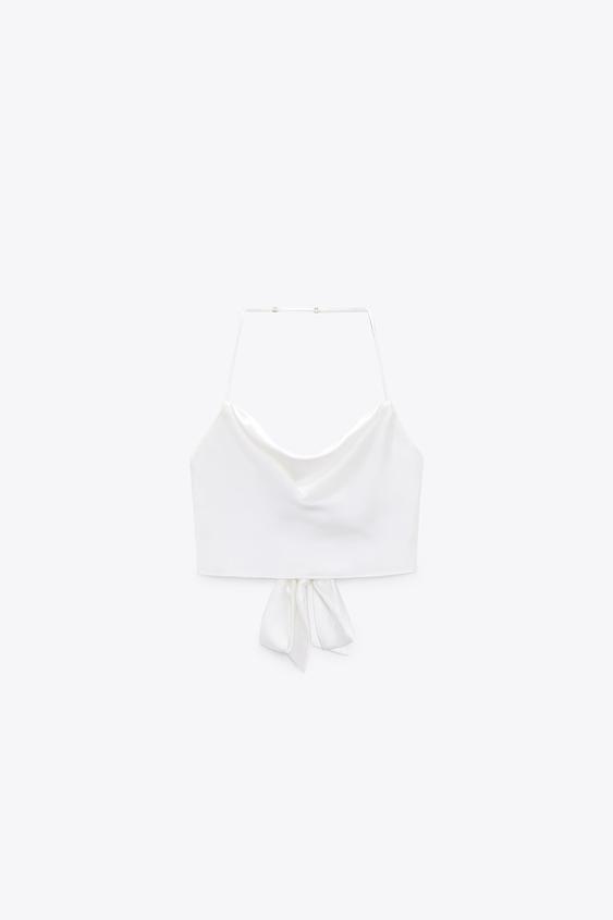 Zara white crop top Clearance