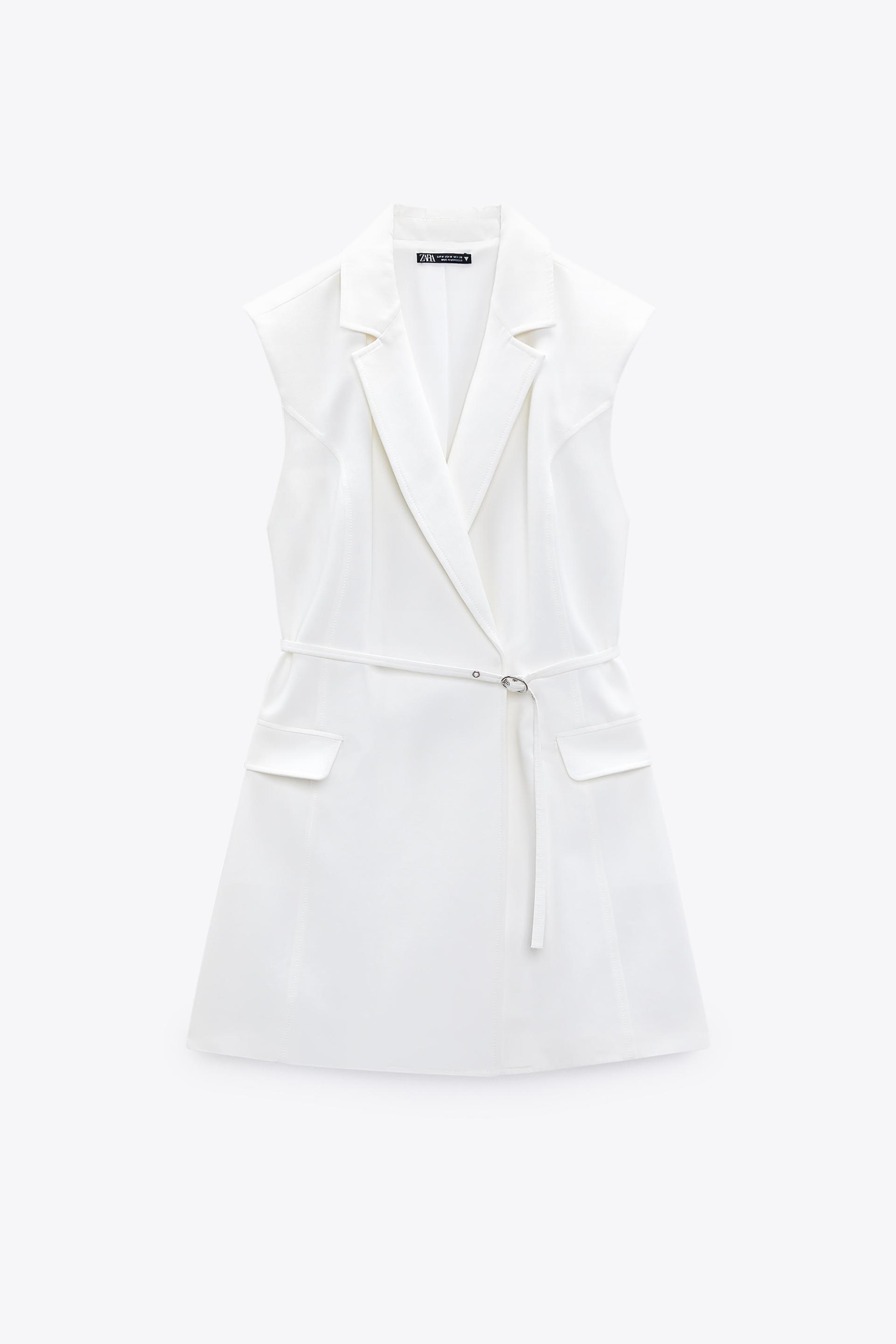 Zara white blazer with belt Outlet