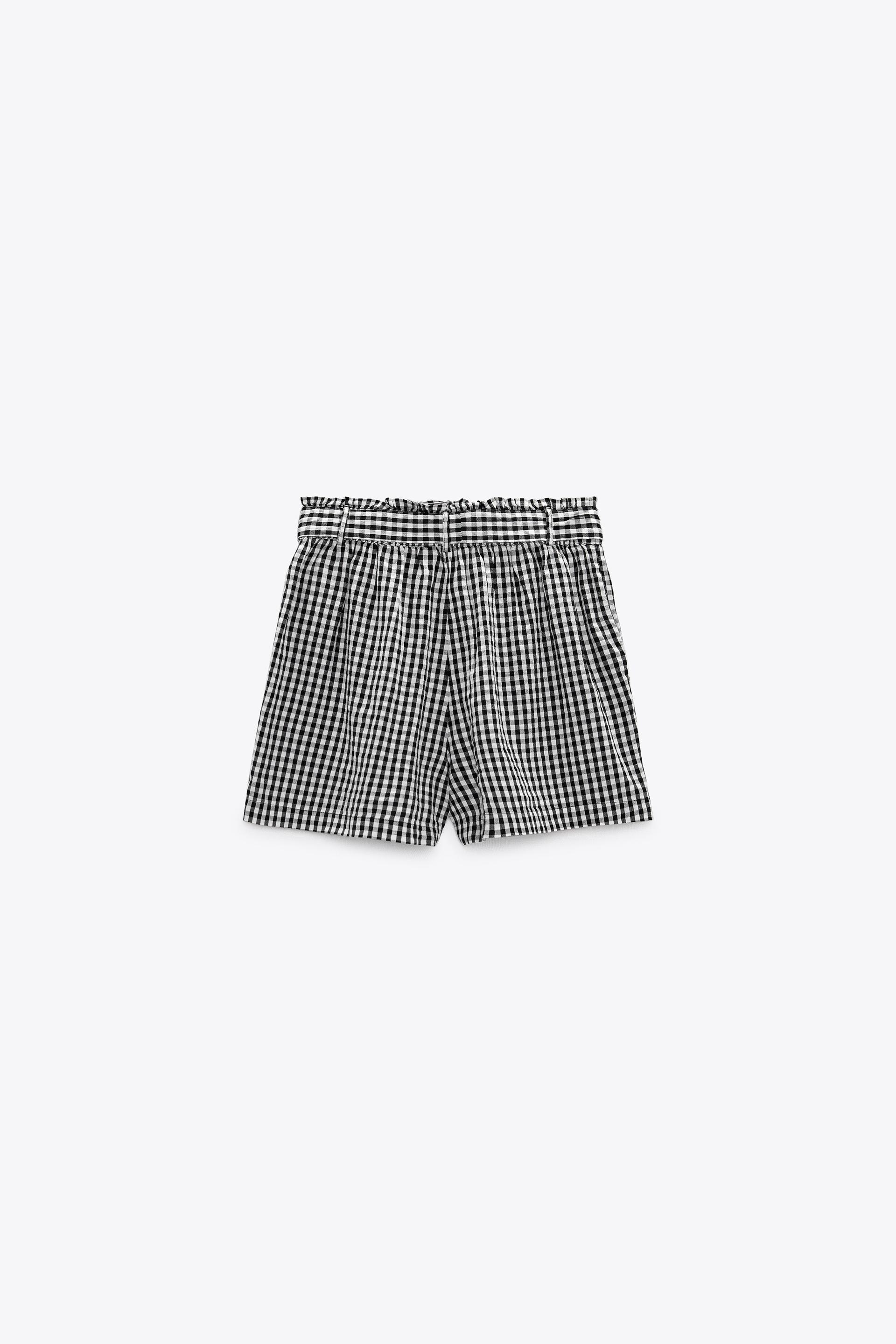 Zara gingham check bermuda shorts Clearance