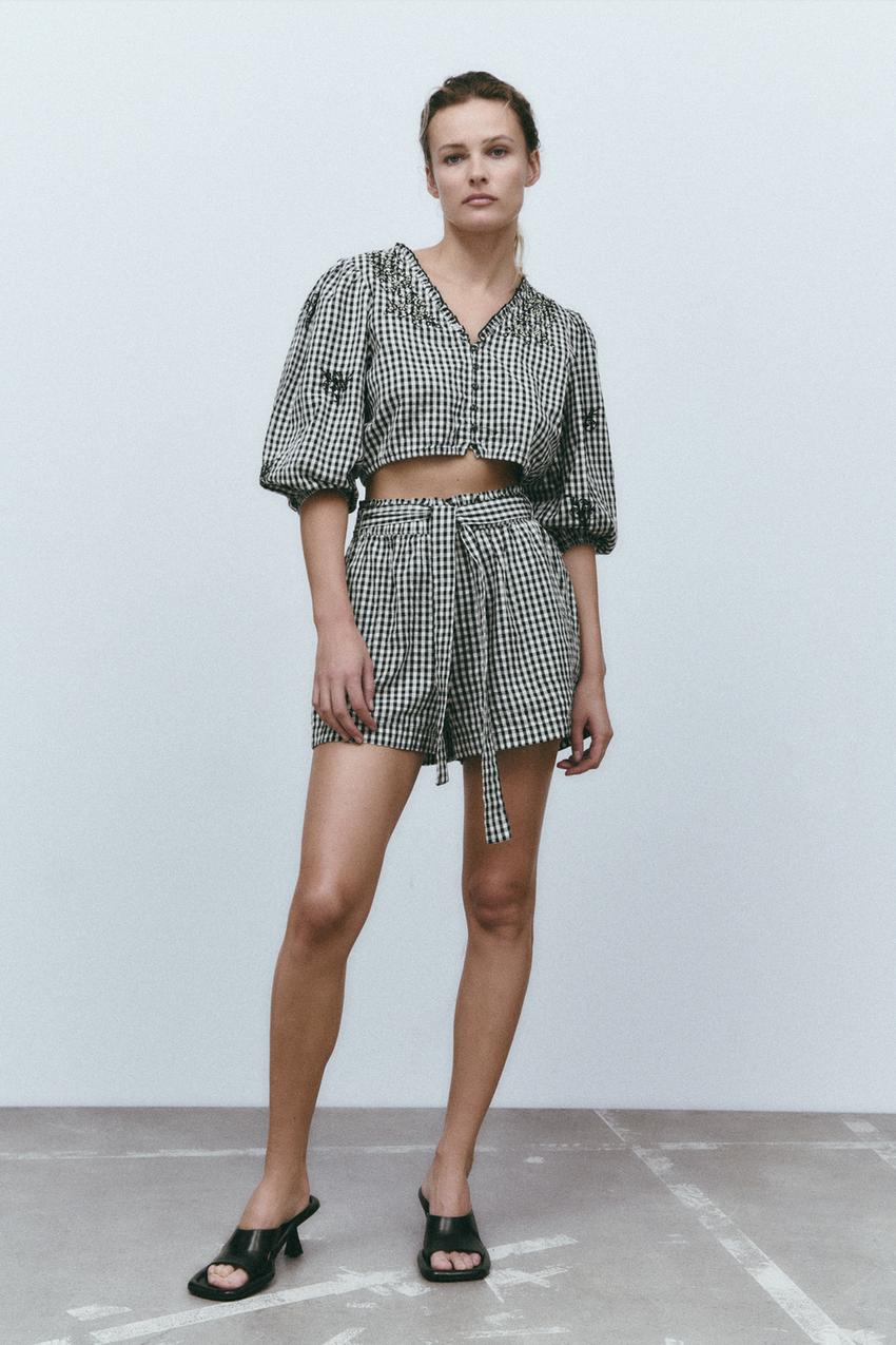Zara check shorts Clearance