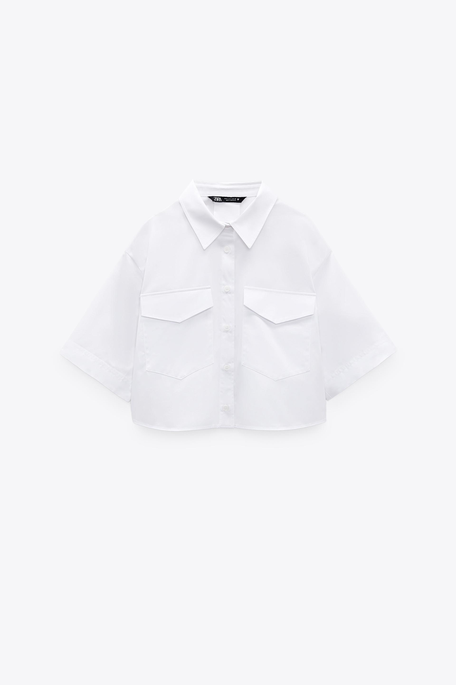 White crop shirt zara