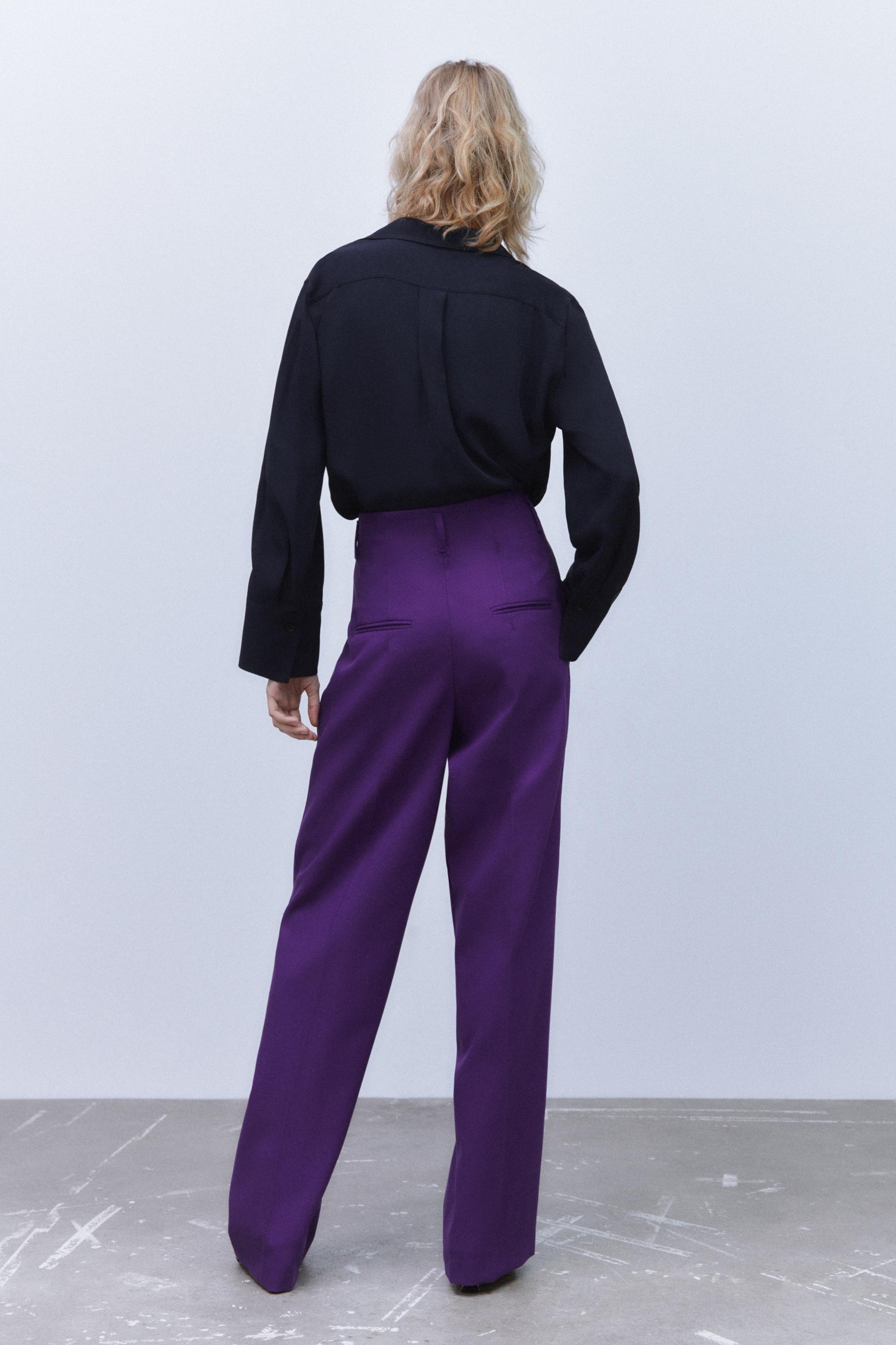 Zara purple wide leg trousers Clearance