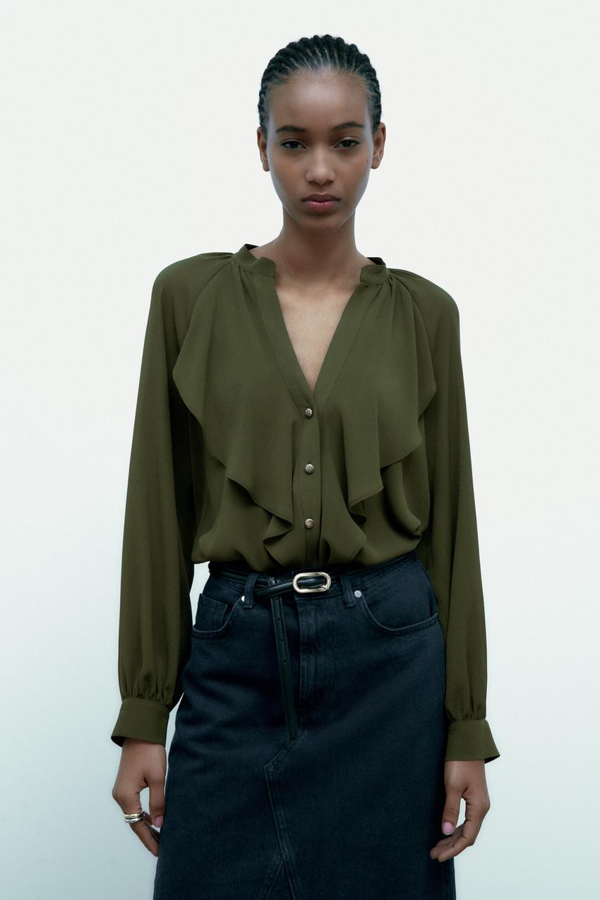 Zara khaki blouse Outlet