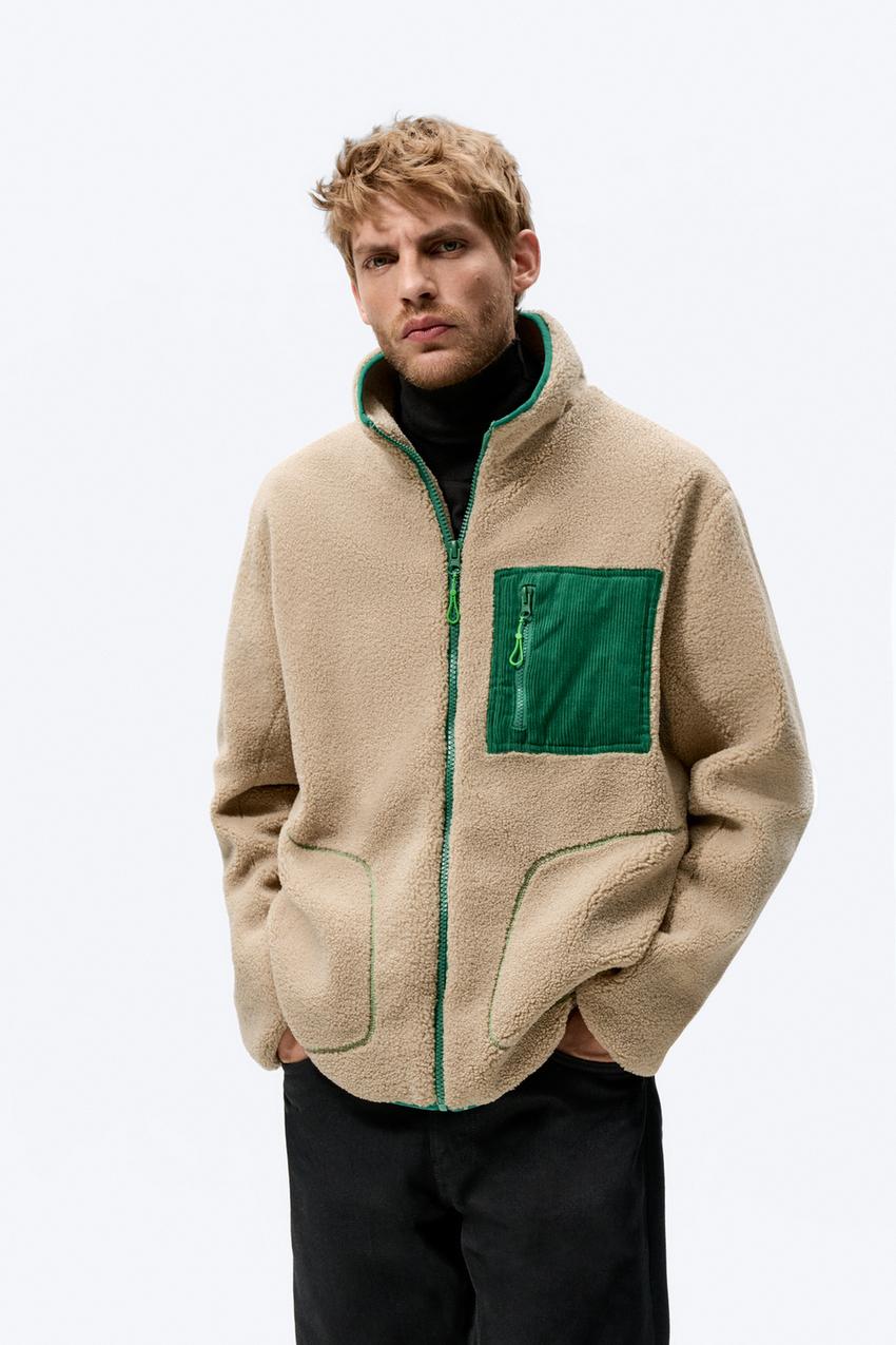 Zara combined faux shearling jacket Clearance