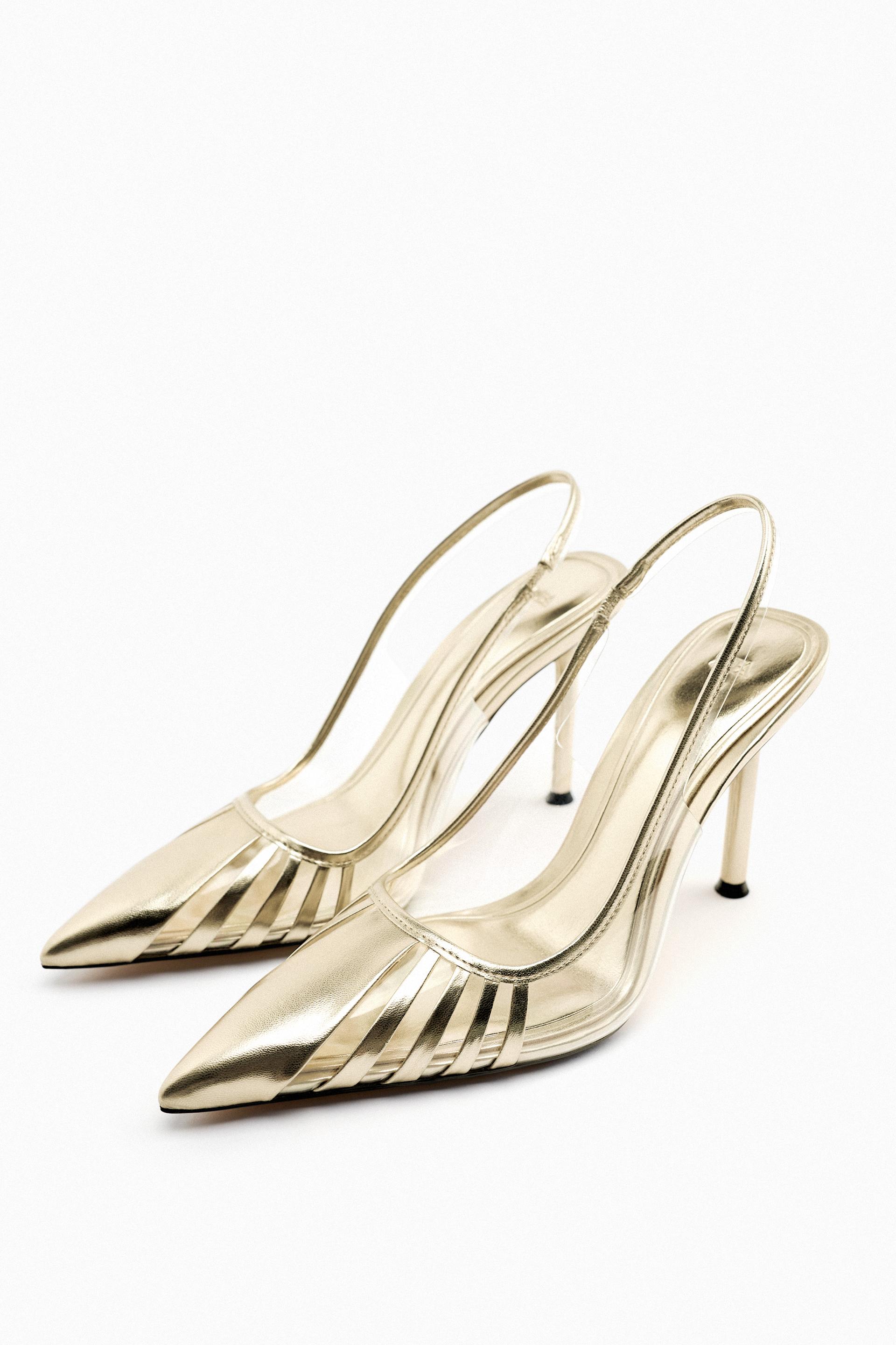 gold slingback heels zara