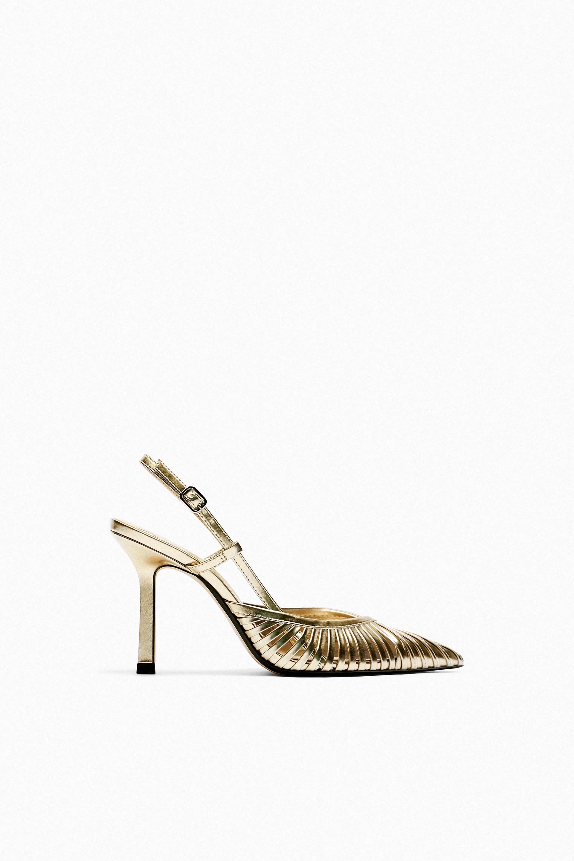 gold slingback heels zara