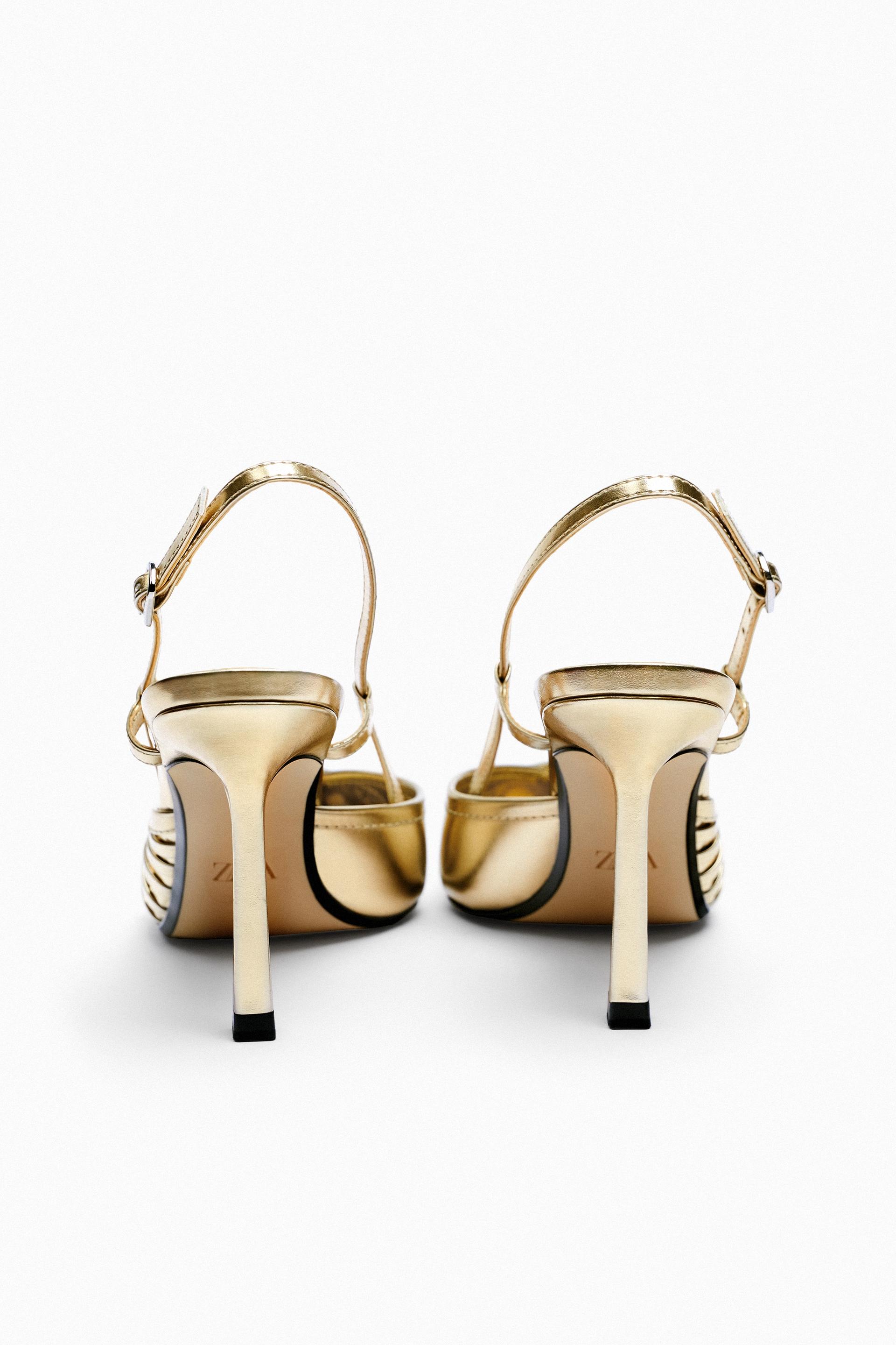 gold slingback heels zara