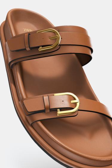 SANDALE MIT SCHNALLEN - Braun von Zara
