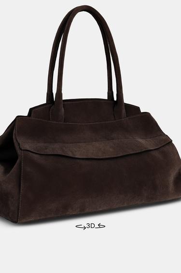 SCHULTERTASCHE AUS VELOURSLEDER - Braun von Zara - Bild 0