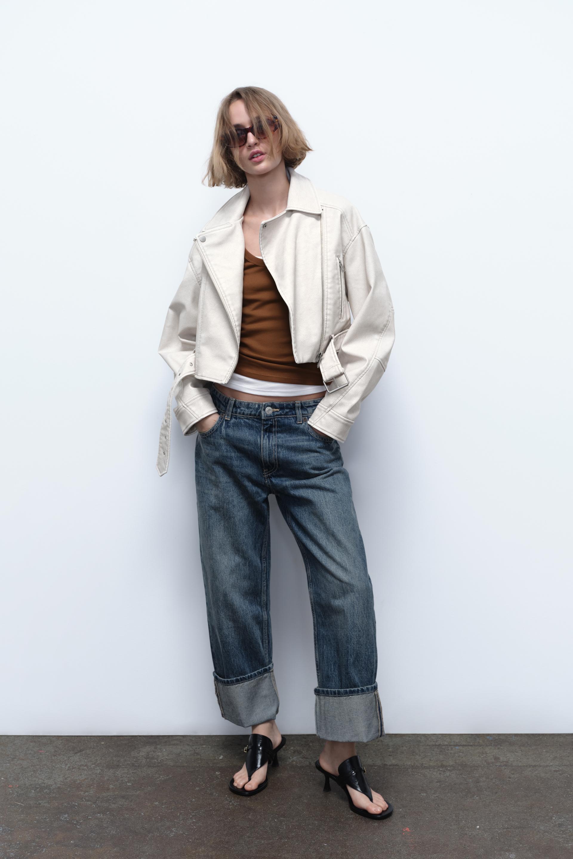 Frill leather jacket zara discount
