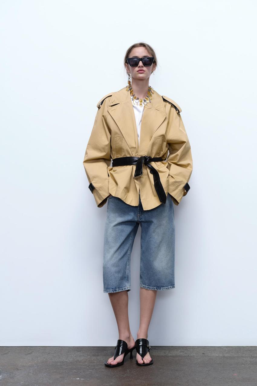 TRF LOW RISE DENIM BERMUDA SHORTS Blue ZARA India