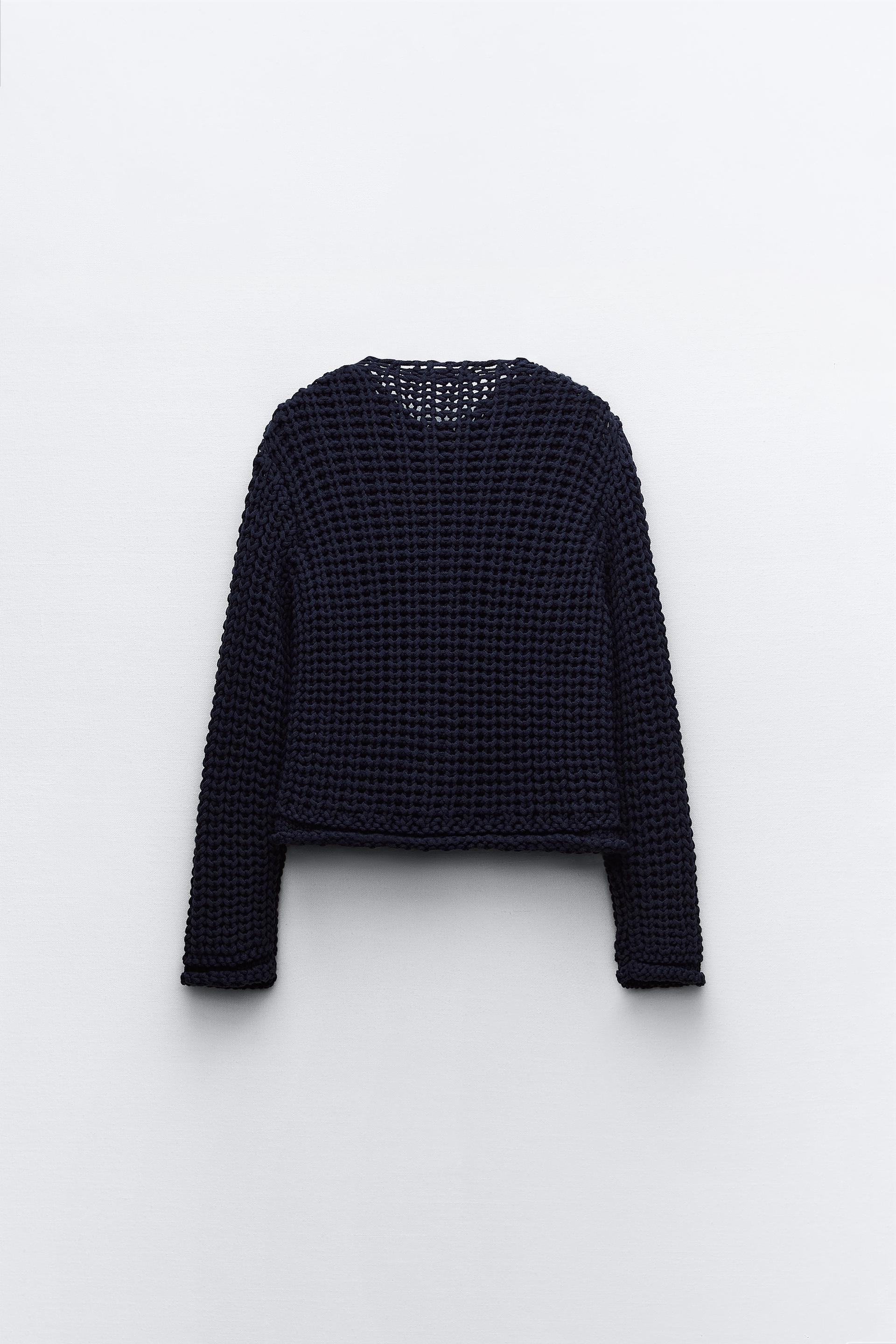 GILET EN GROSSE MAILLE Bleu marine ZARA Canada