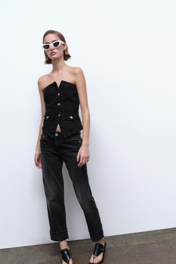 Jean fente online cheville zara