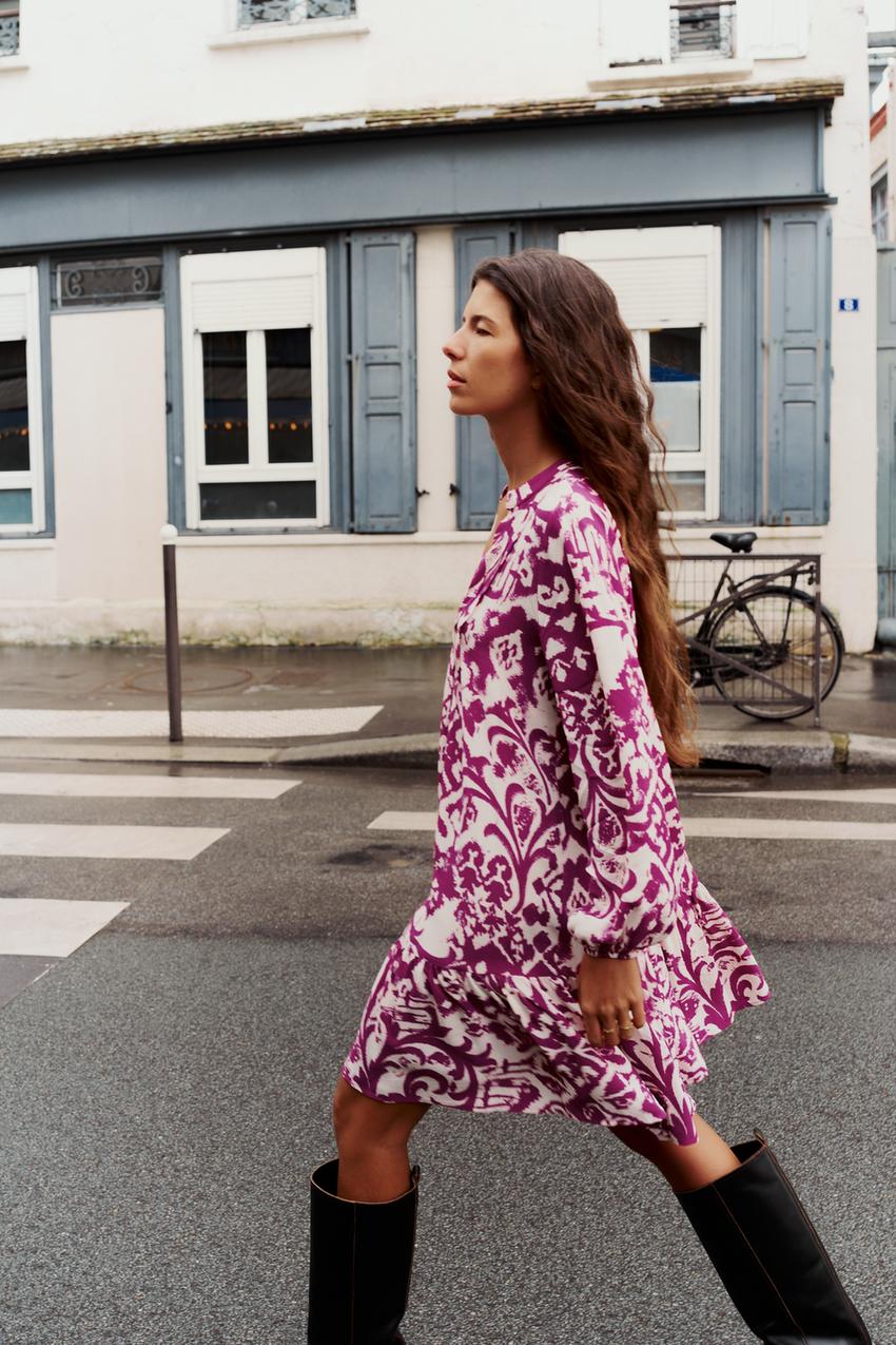 Robe imprimée discount à volants zara