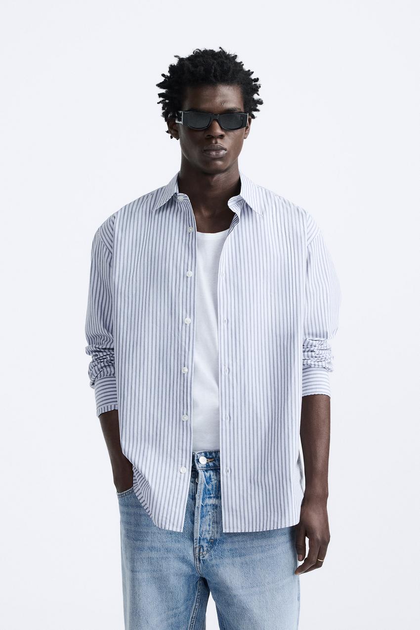 CAMISA RAYAS COMBINADAS Azul ZARA Estados Unidos de Am rica