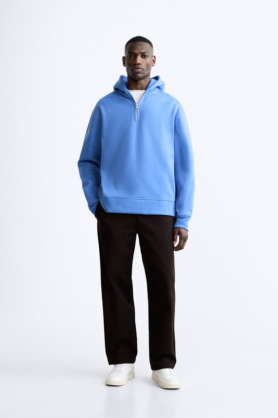 QUARTER ZIP HOODIE Light blue ZARA Georgia