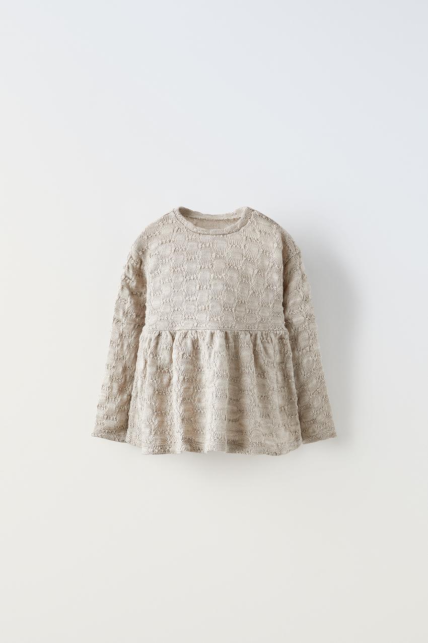 T SHIRT STRUCTUR VOLANTS Marron Taupe ZARA France