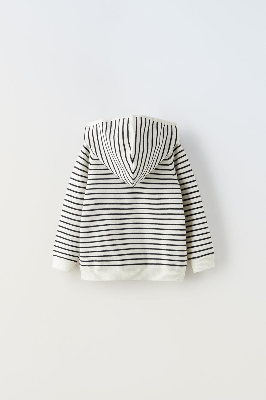 JERSEY PUNTO RAYAS CAPUCHA Crudo Negro ZARA Estados Unidos
