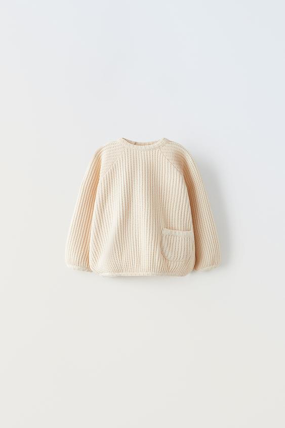 Waffle knit deals sweatshirt