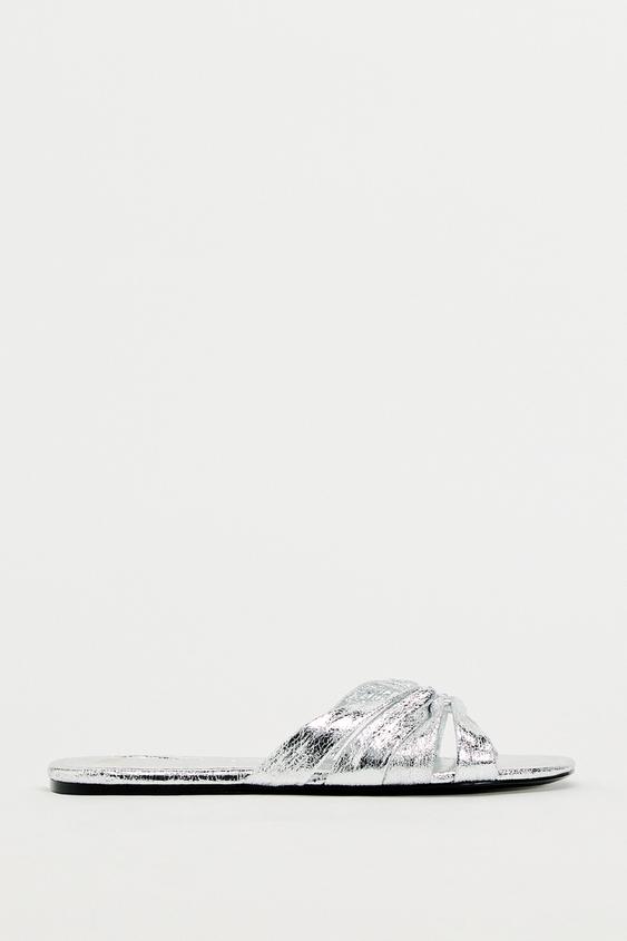 Cheap silver flat sandals sale
