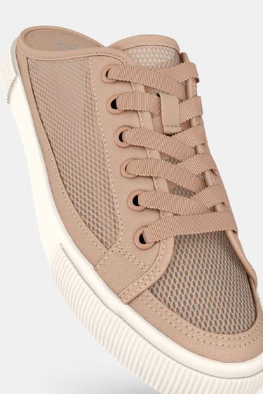 BASKETS AJOUREES EN RÉSILLE - Rosé de Zara