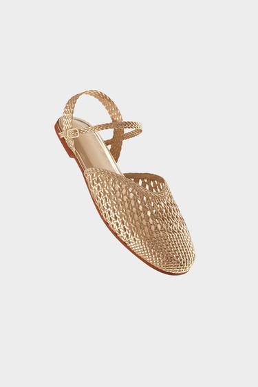 WOVEN SLINGBACK SHOES - Gold by Zara - Image 0