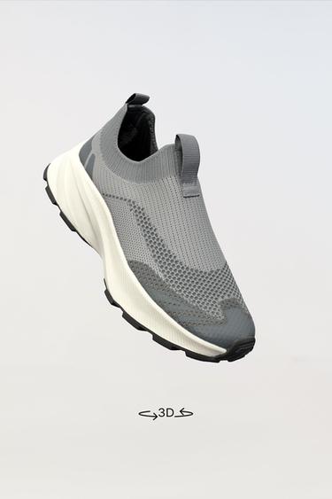 BASKETS DE SPORT EN TISSU KNIT - Gris de Zara - Image 0