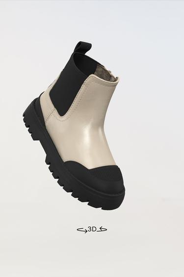 Zara PATENT EFFECT BOOTS - Off White - Image 0