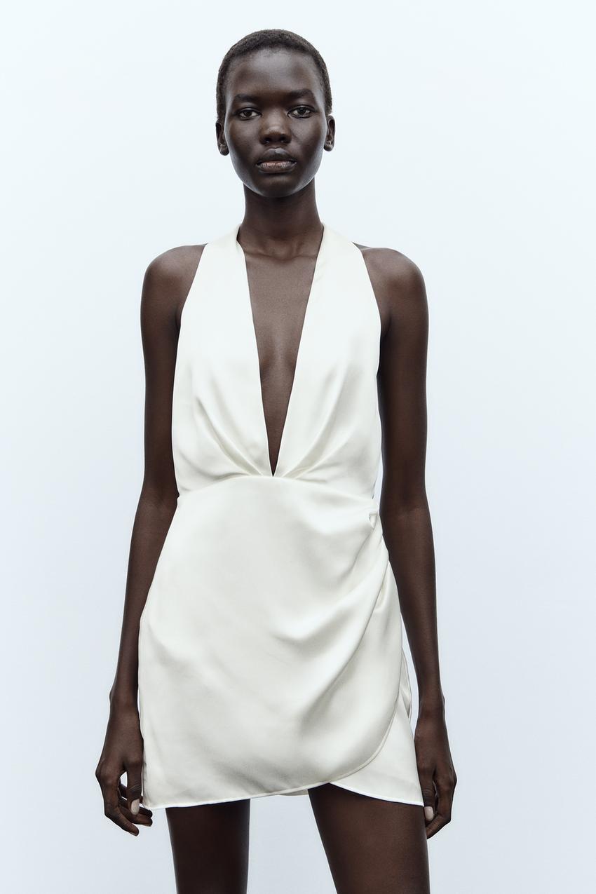 Vestido corto blanco zara sale