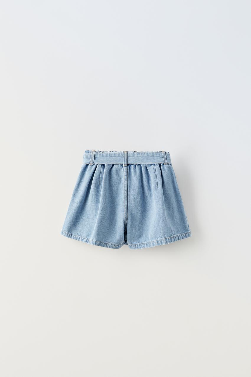 FALDA BERMUDA DENIM CINTUR N Azul claro ZARA Chile