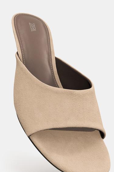 SUEDE KITTEN HEEL SANDALS - Beige by Zara - Image 5