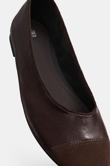 BALLERINES EN CUIR - Marron de Zara - Image 8