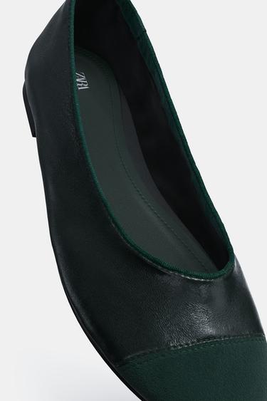 BALLERINES EN CUIR - Vert foncé de Zara - Image 5