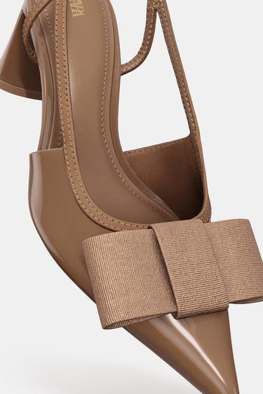 BOW SLINGBACK HEELS - Brown by Zara - Image 4