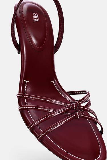 SANDALES À TALONS ET SURPIQÛRES - Bordeaux de Zara - Image 4