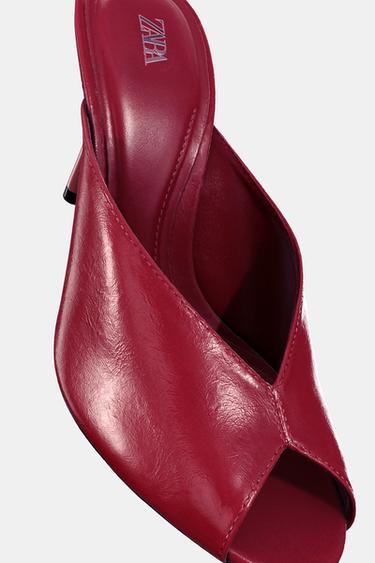 Zara OPEN TOE SANDALS - Burgundy Red