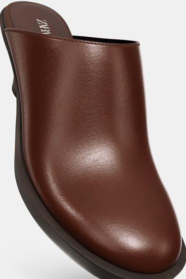 LEATHER HEELED CLOGS - Brown by Zara - Image 6