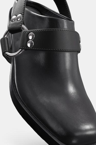 LEATHER CLOGS WITH REMOVABLE DETAIL - Black by Zara - Image 7
