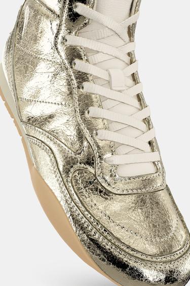 METALLIC-EFFECT HIGH-TOP TRAINERS - Gold by Zara - Image 6