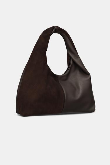 CONTRAST LEATHER SHOULDER BAG - Chocolate by Zara - Image 7