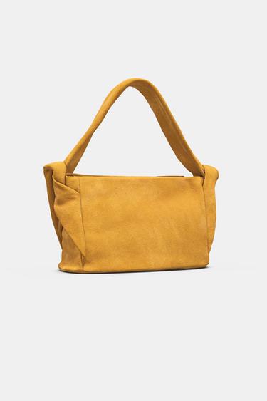 SPLIT SUEDE HANDBAG - Mustard Yellow by Zara - Image 8